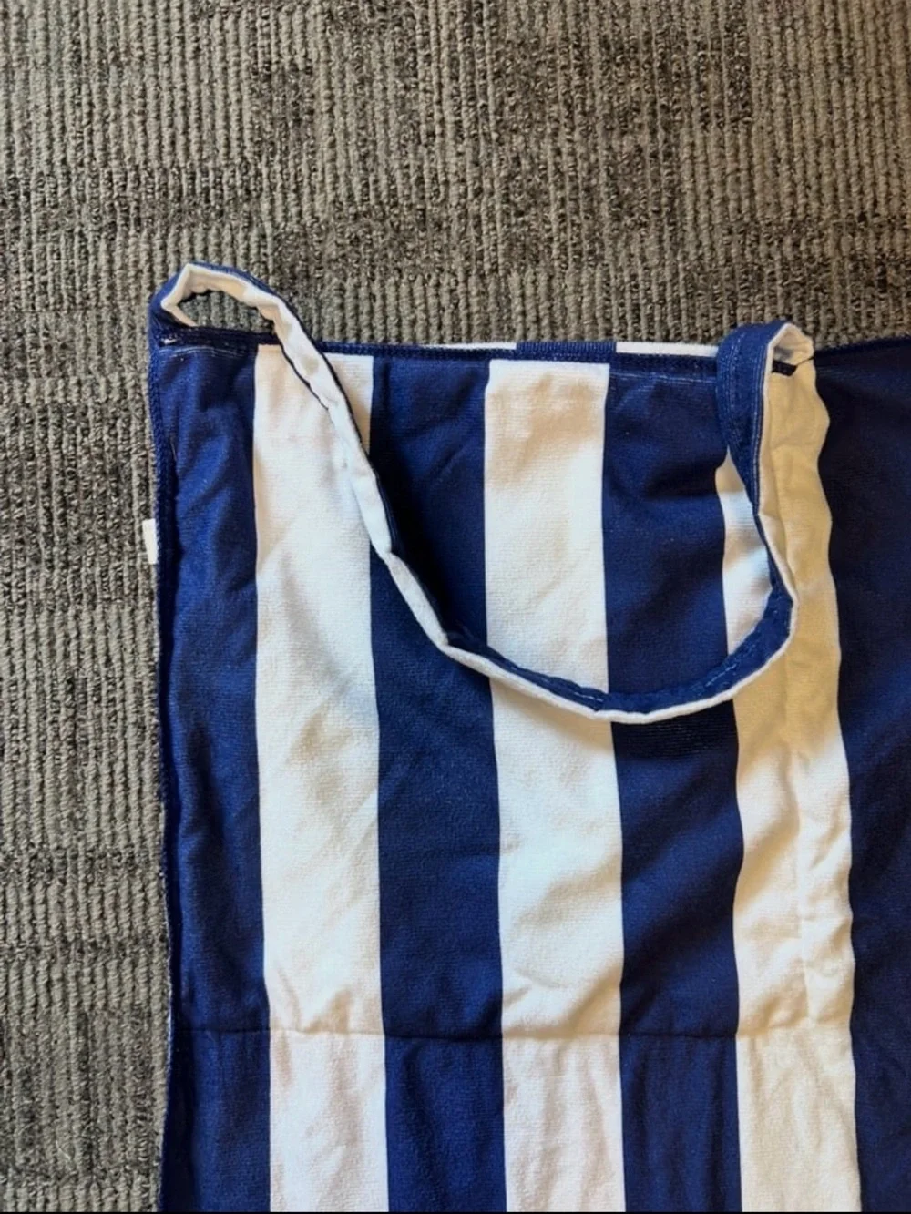 Blue and White Striped Tote Bag • Beach Towel